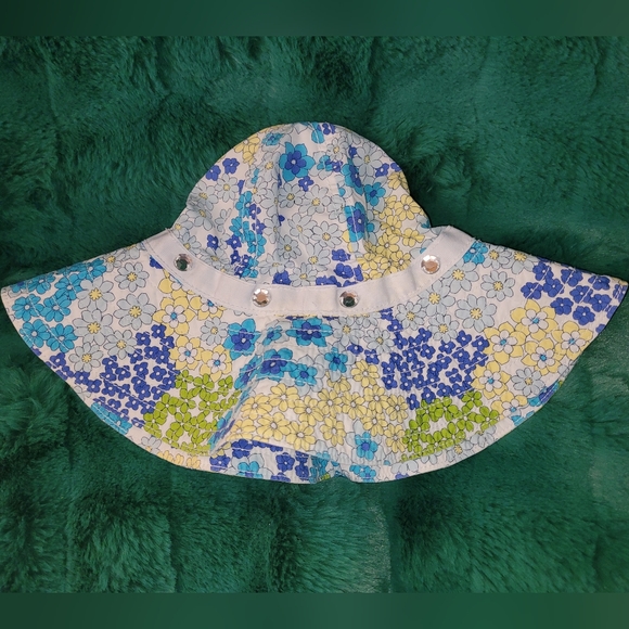 🌊 Vintage Gymboree Sea Splash Floral Print Sunhat Wide Brimmed Hat Girls 5-7 Yr - Picture 5 of 5